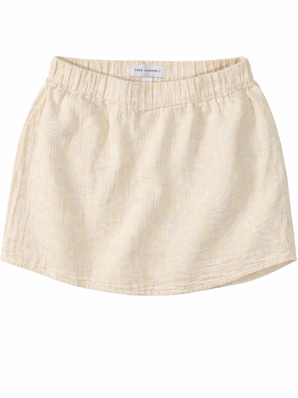 Girls 7/8 - Free Assembly - Butter yellow Muslin floral Skirt